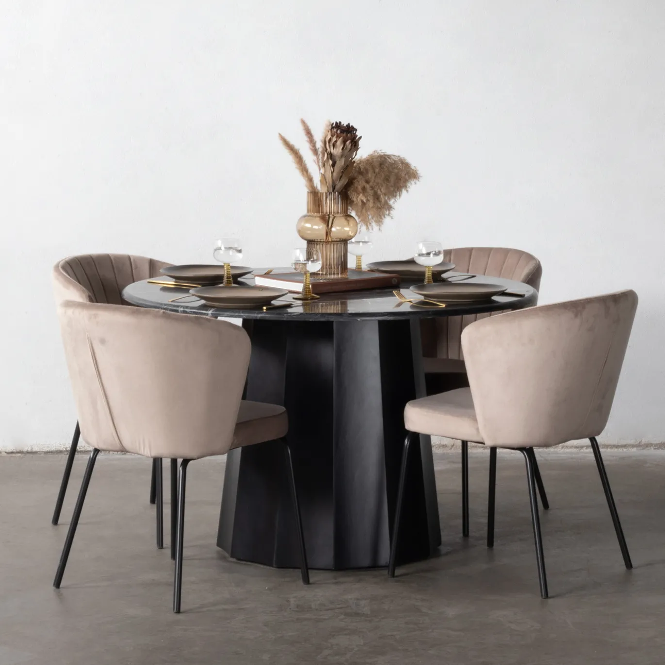 Eettafel Bodhi Rond Marmer Zwart 120cm - Giga Meubel