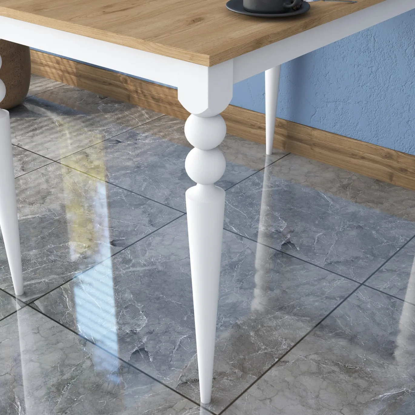Eettafel Bostanli Walnoot/Wit 120cm