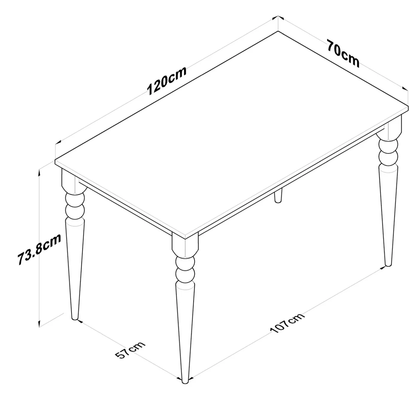 Eettafel Bostanli Walnoot/Wit 120cm