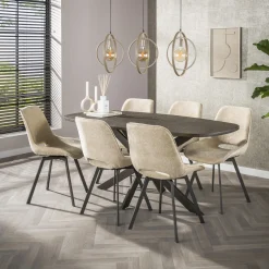 Eettafel Bronvik Deens Ovaal 180cm Brons Liquid Metal - Giga Meubel