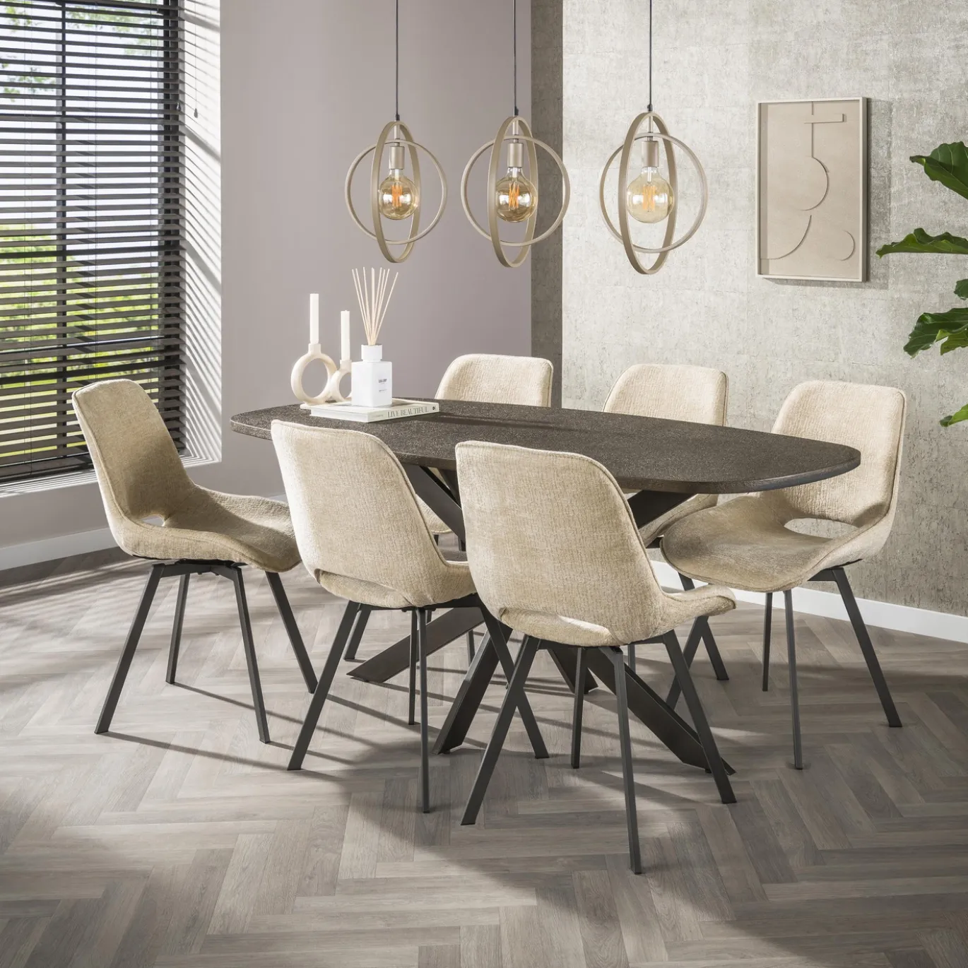 Eettafel Bronvik Deens Ovaal 180cm Brons Liquid Metal - Giga Meubel