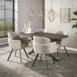 Eettafel Bronvik Deens Ovaal 180cm Brons Liquid Metal - Giga Meubel