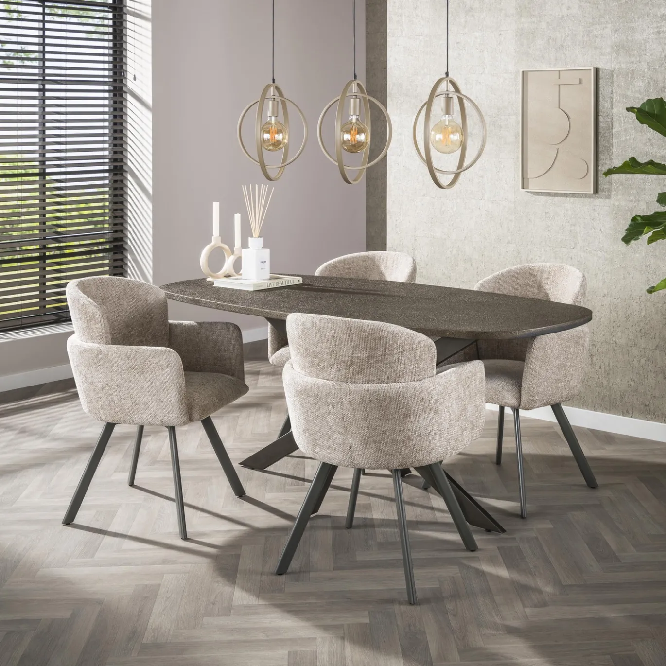 Eettafel Bronvik Deens Ovaal 180cm Brons Liquid Metal - Giga Meubel