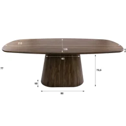Eettafel Central Deens Ovaal Acaciahout Bruin 215cm - Giga Meubel