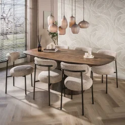 Eettafel Central Deens Ovaal Acaciahout Bruin 215cm - Giga Meubel