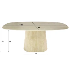 Eettafel Centro Deens Ovaal 180cm Keramiek Travertin - Giga Meubel