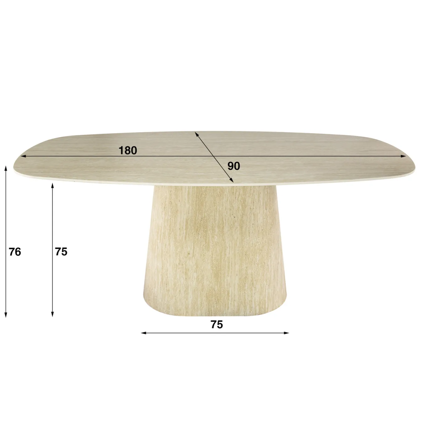 Eettafel Centro Deens Ovaal 180cm Keramiek Travertin - Giga Meubel