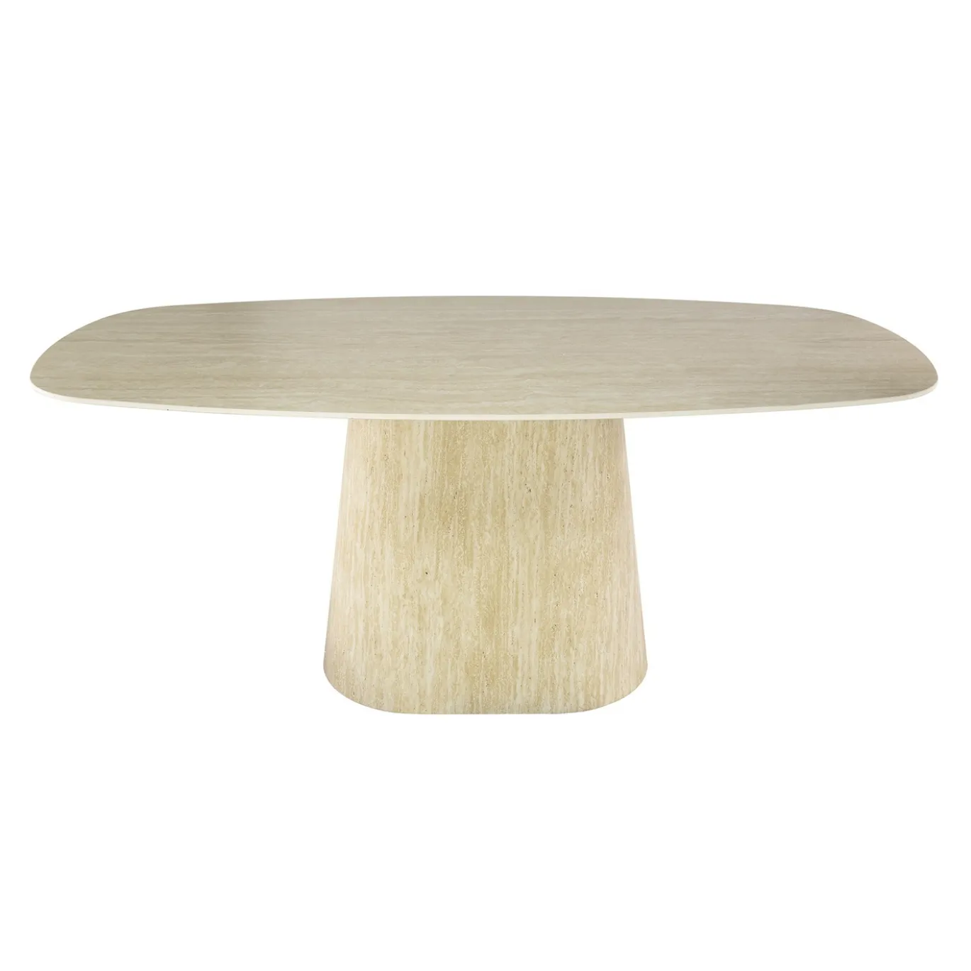 Eettafel Centro Deens Ovaal 3D Keramiek Travertin 180cm - Giga Meubel