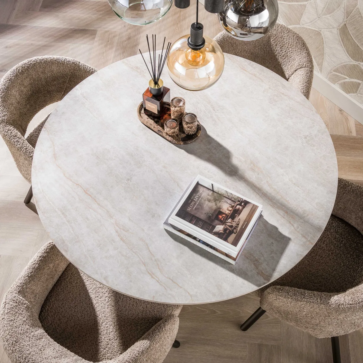Eettafel Ceramo Centro Rond Keramiek Taj Mahal Ø120 cm - Giga Meubel