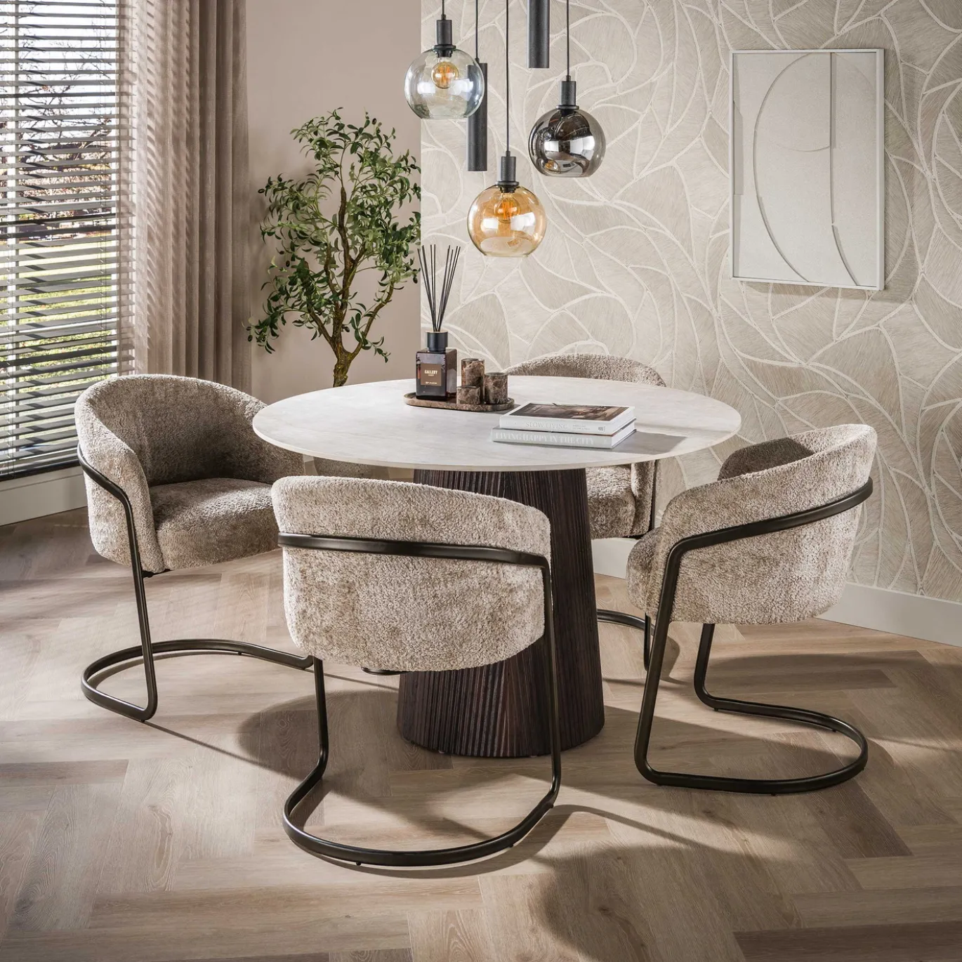 Eettafel Ceramo Centro Rond Keramiek Taj Mahal Ø120 cm - Giga Meubel