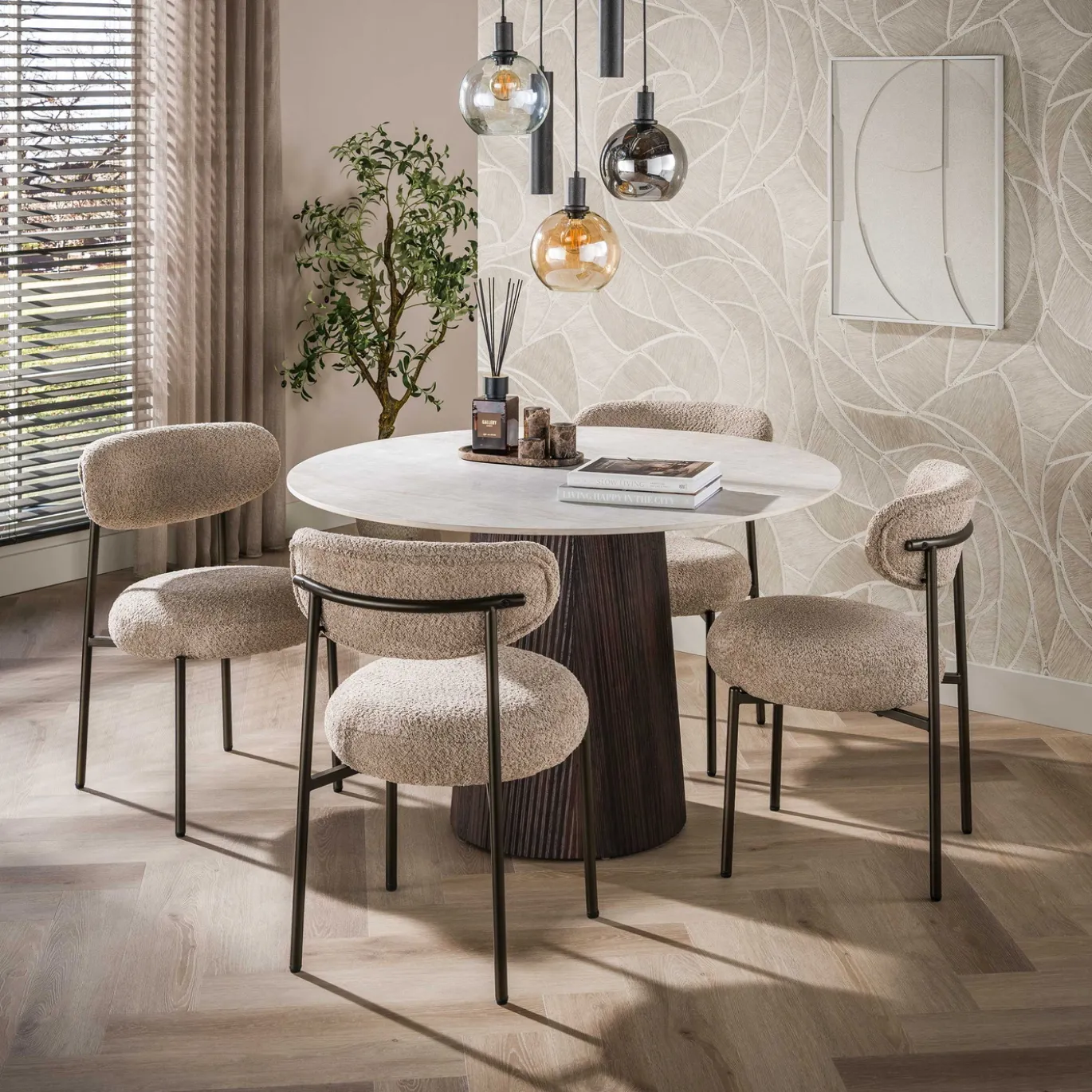 Eettafel Ceramo Centro Rond Keramiek Taj Mahal Ø120 cm - Giga Meubel