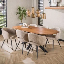 Eettafel Cliff Deens Ovaal Mangohout 180cm - Giga Meubel