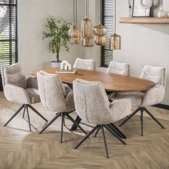 Eettafel Cliff Deens Ovaal Mangohout 180cm - Giga Meubel