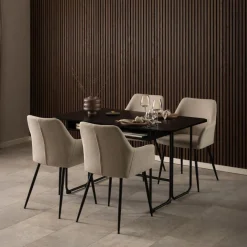 Eettafel Darrel Zwart 40/80x140x77cm MDF - Giga Living