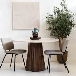 Eettafel Faiza Marmer Beige Rond Ø150cm - Giga Meubel