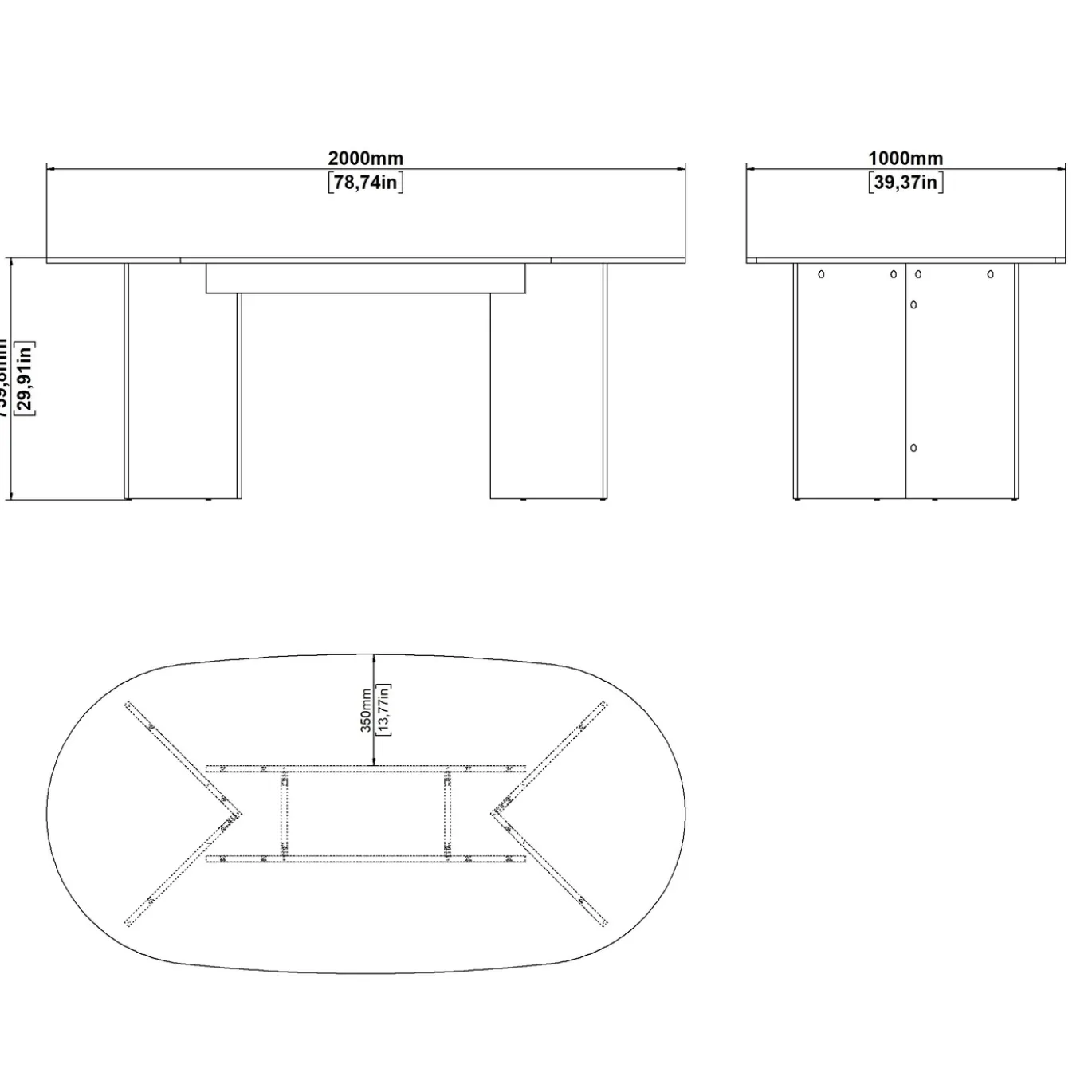 Eettafel Family 100x200cm Wit - Giga Living