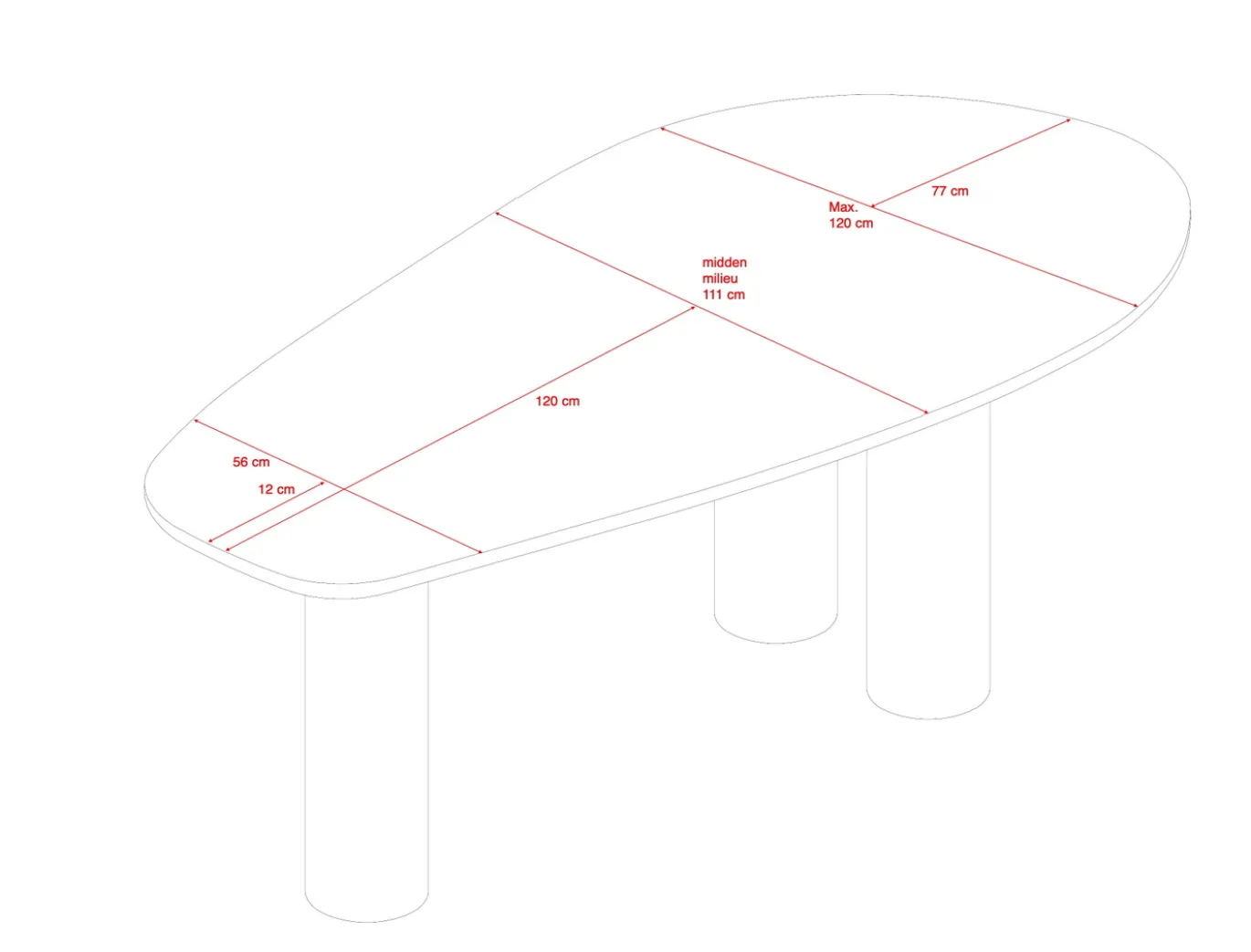 Eettafel Flow Organisch Off White 240cm - Giga Living