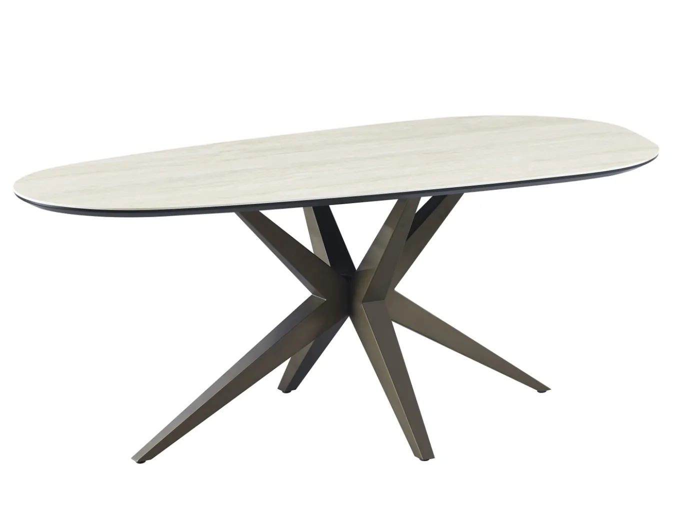 Eettafel Gidana Travertinlook Organisch 160cm - Giga Meubel
