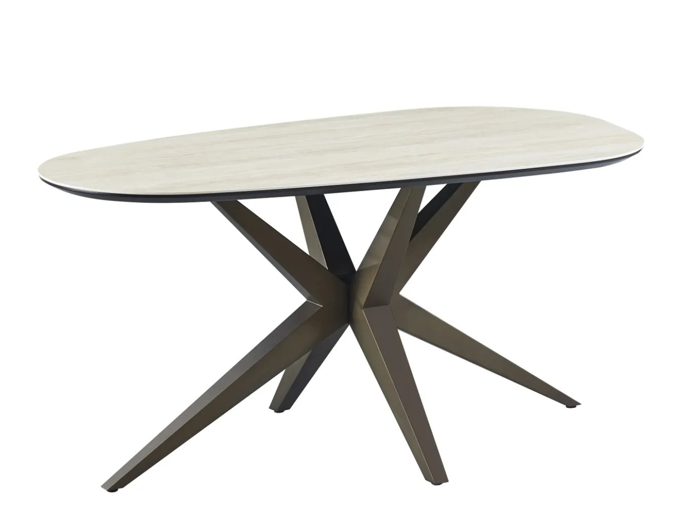 Eettafel Gidana Travertinlook Organisch 160cm - Giga Meubel