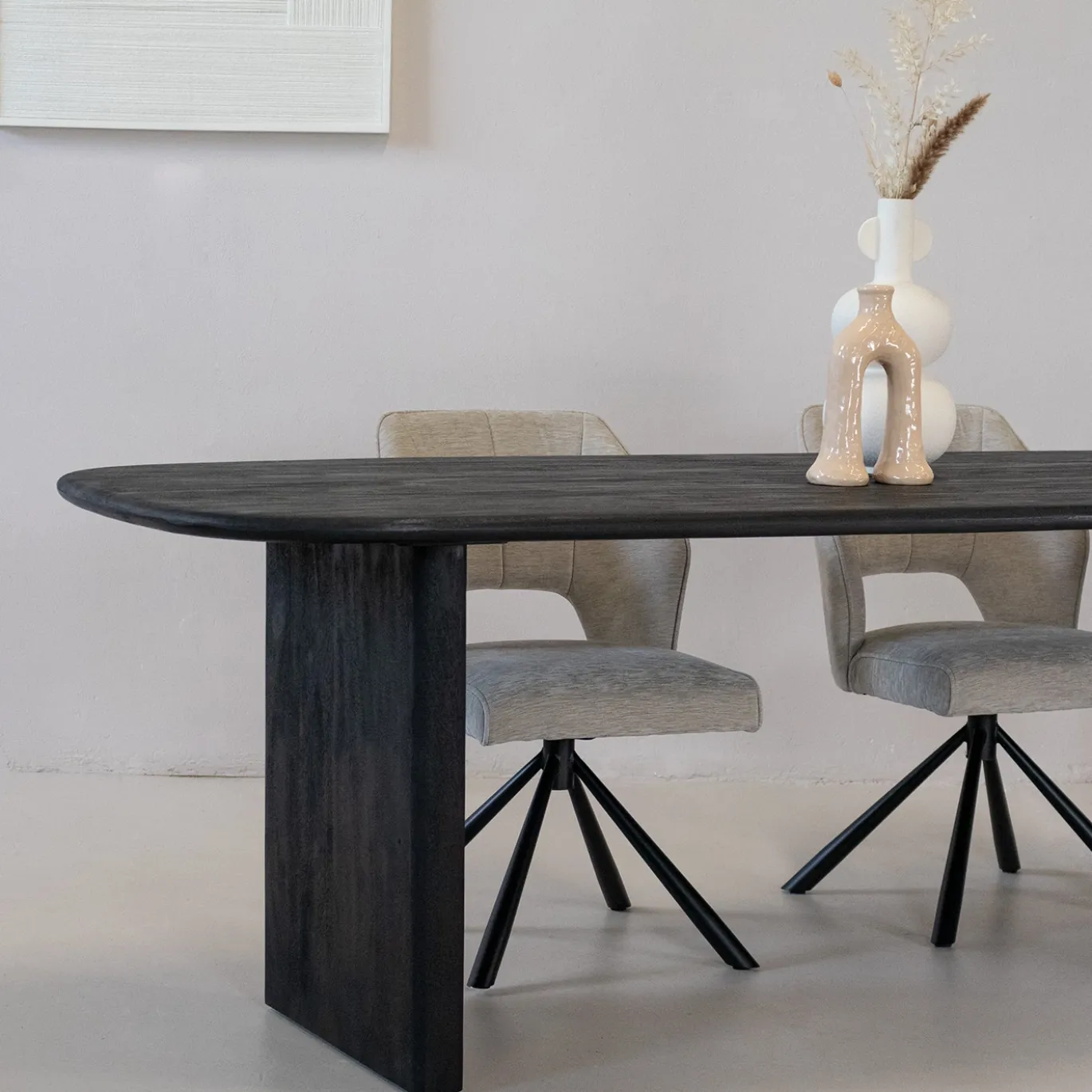 Eettafel Gin Zwart Deens Ovaal 240cm - Giga Meubel
