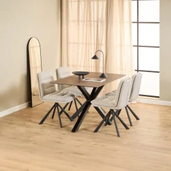 Eettafel Harrie Keramiek Bruin Lemco 135cm - Giga Living