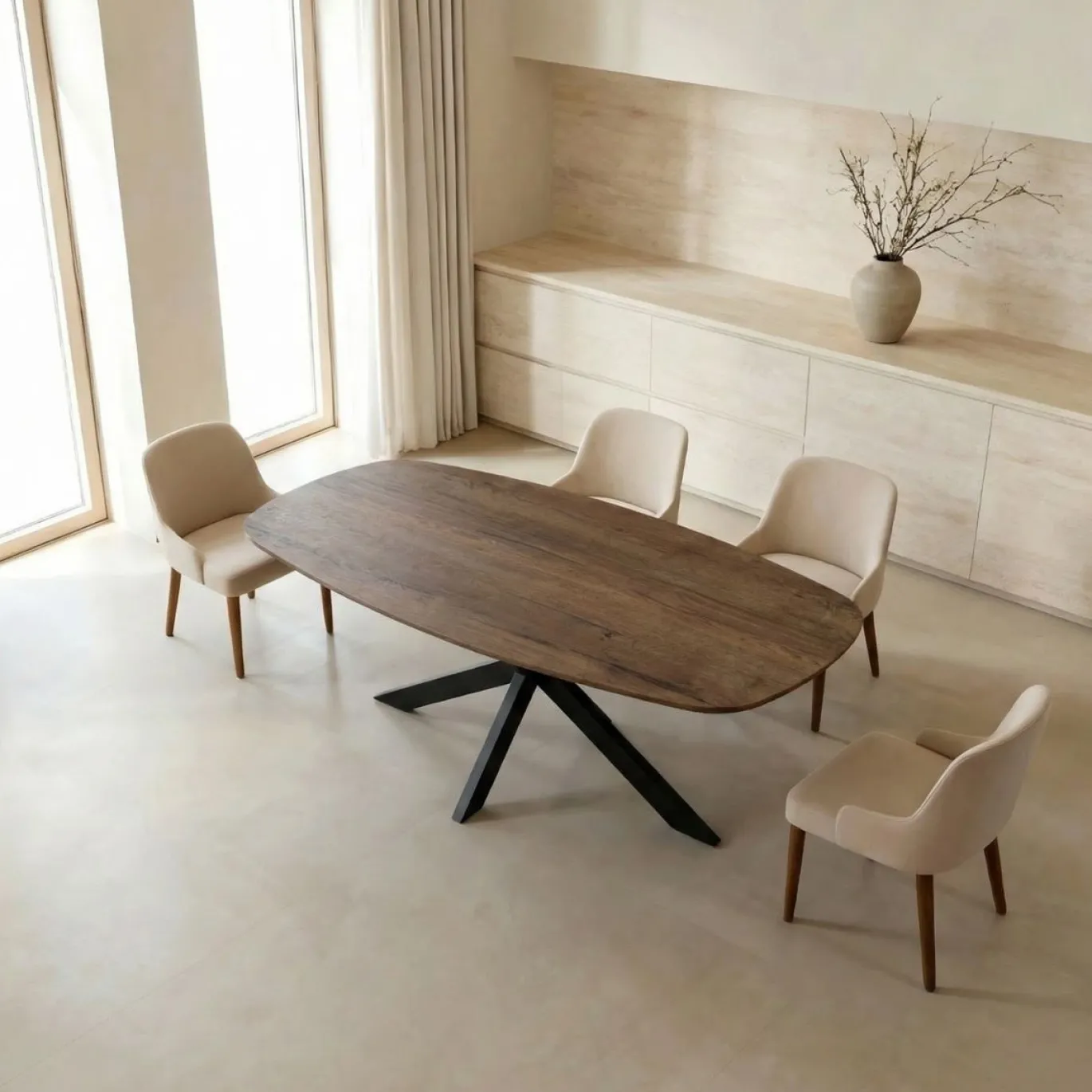 Eettafel Jaimy Donkerbruin Deens Ovaal 200cm - Giga Meubel