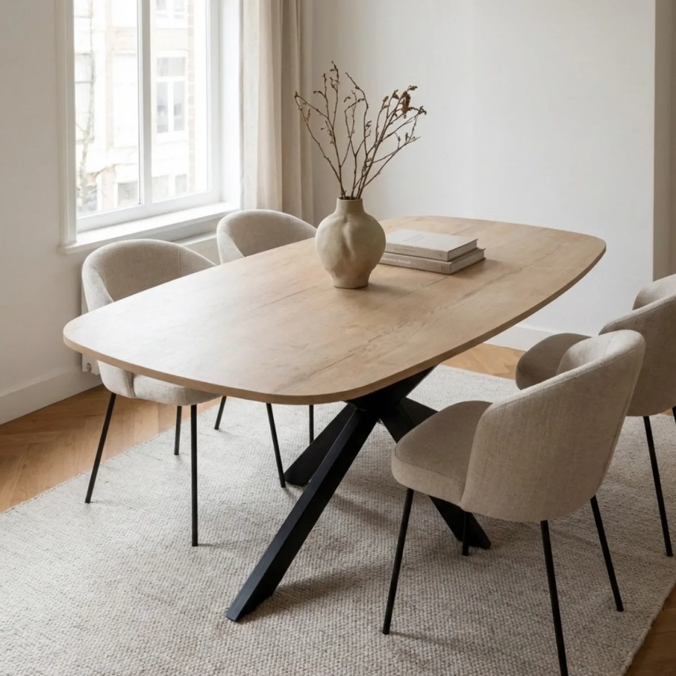 Eettafel Jaimy Naturel Deens Ovaal 160cm - Giga Meubel