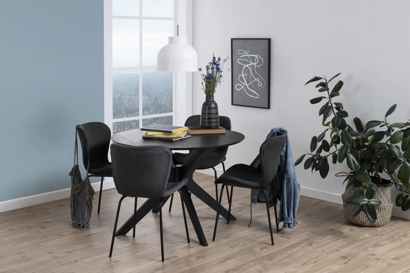 Eettafel Janine Rond MDF Zwart Ø105cm - Giga Living