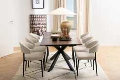 Eettafel Jorvik Keramiek Bruin Lemco 168/210cm - Giga Living