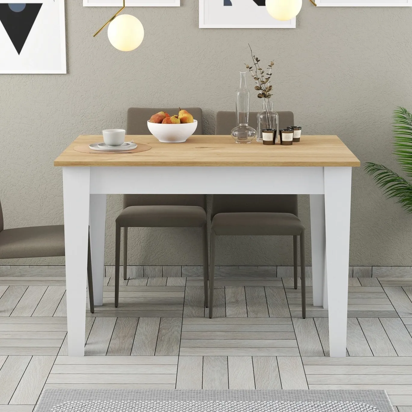 Eettafel Kiev Naturel/Wit met Opbergruimte 110cm