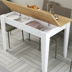 Eettafel Kiev Naturel/Wit met Opbergruimte 110cm