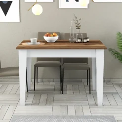 Eettafel Kiev Walnoot/Wit met Opbergruimte 110cm