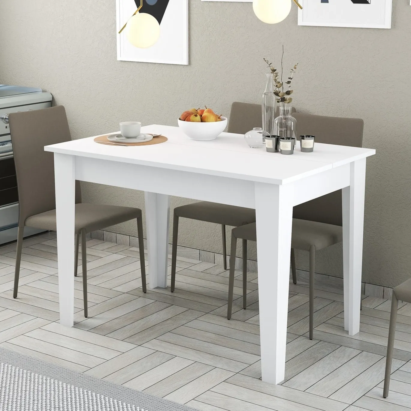 Eettafel Kiev Wit met Opbergruimte 110cm