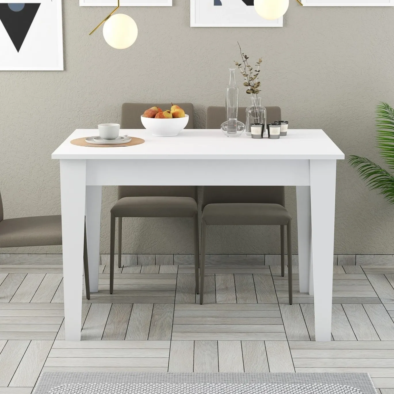 Eettafel Kiev Wit met Opbergruimte 110cm