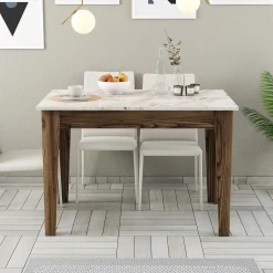 Eettafel Kiev Wit/Walnoot met Opbergruimte 110cm