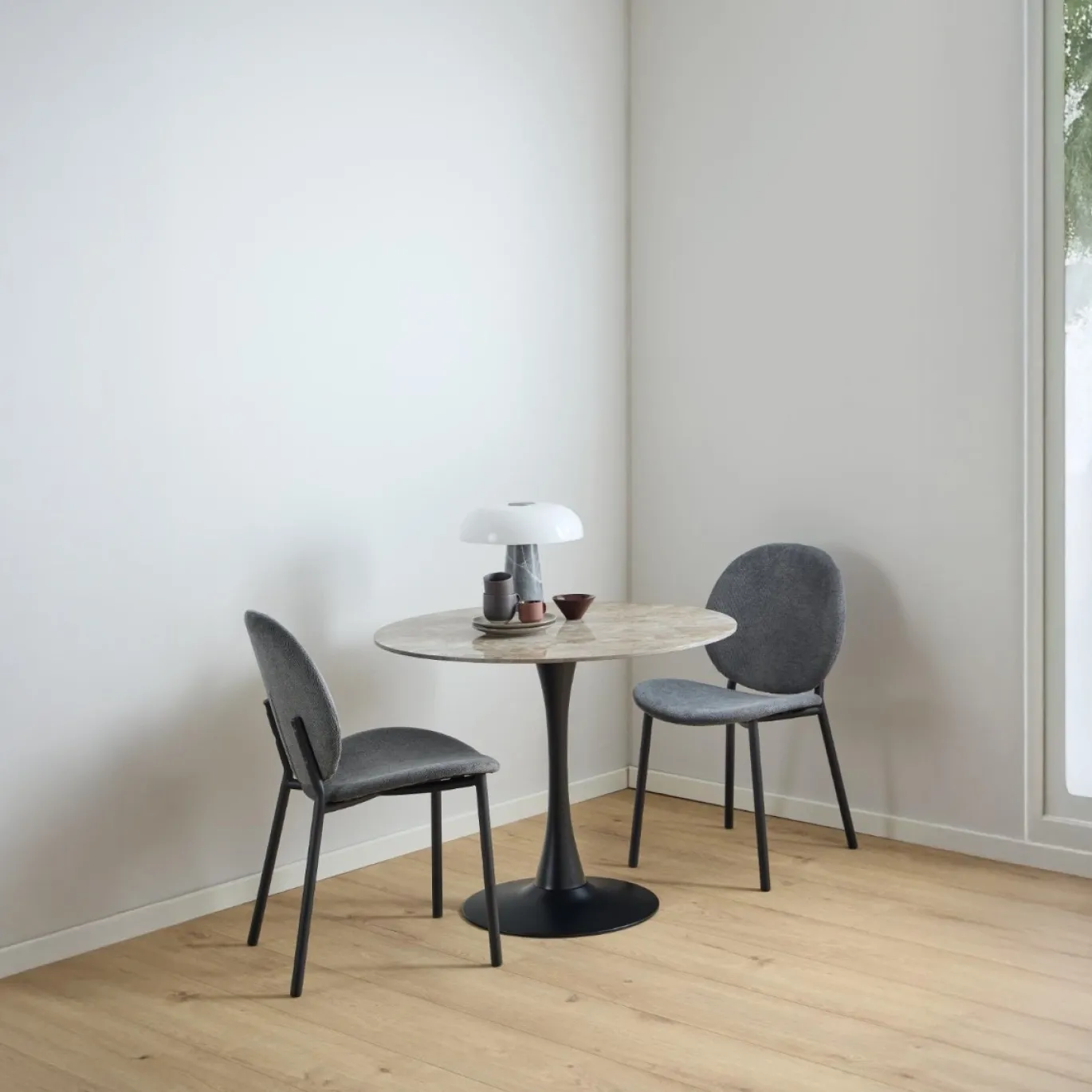 Eettafel Laurens Ceremic Bruin Aberta Ø90x75cm - Giga Living