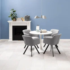 Eettafel Laurens Keramiek Wit Unico Ø90x75cm - Giga Living