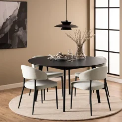 Eettafel Levi MDF Zwart Ø140cm - Giga Living