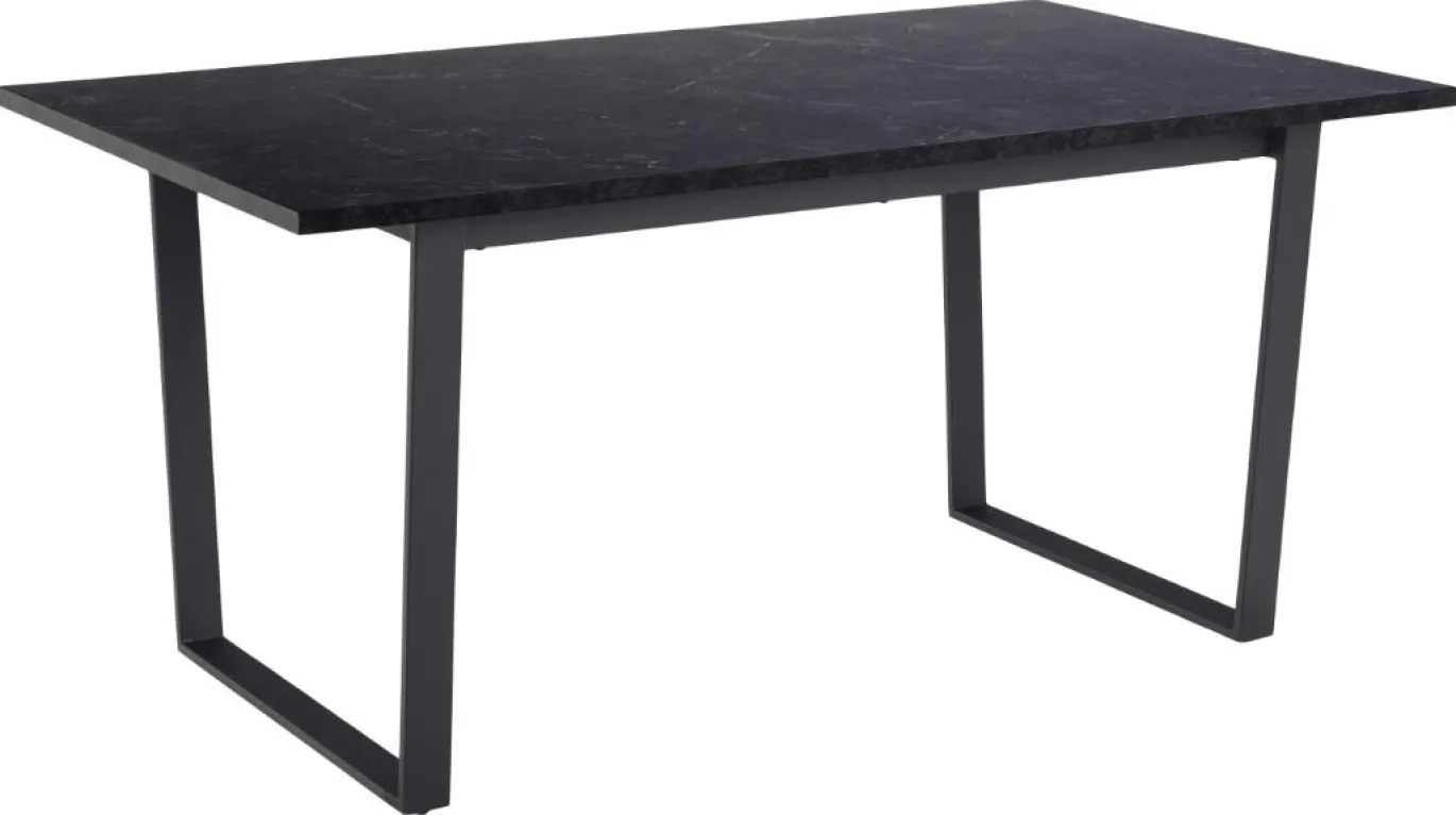 Eettafel Liam Zwart Marmerlook 160cm - Giga Living