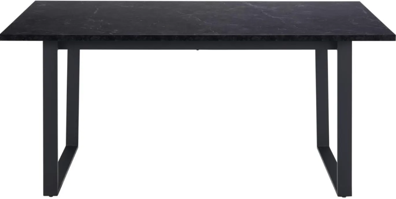 Eettafel Liam Zwart Marmerlook 160cm - Giga Living