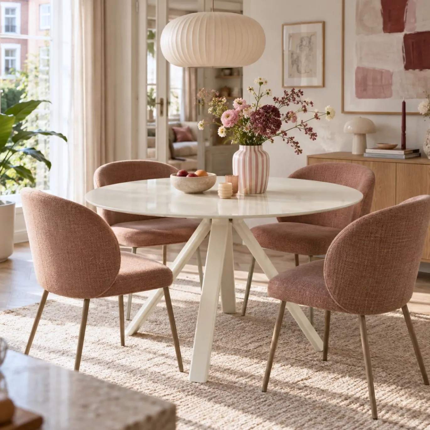 Eettafel Lita Wit Glas Rond 120cm - Giga Meubel