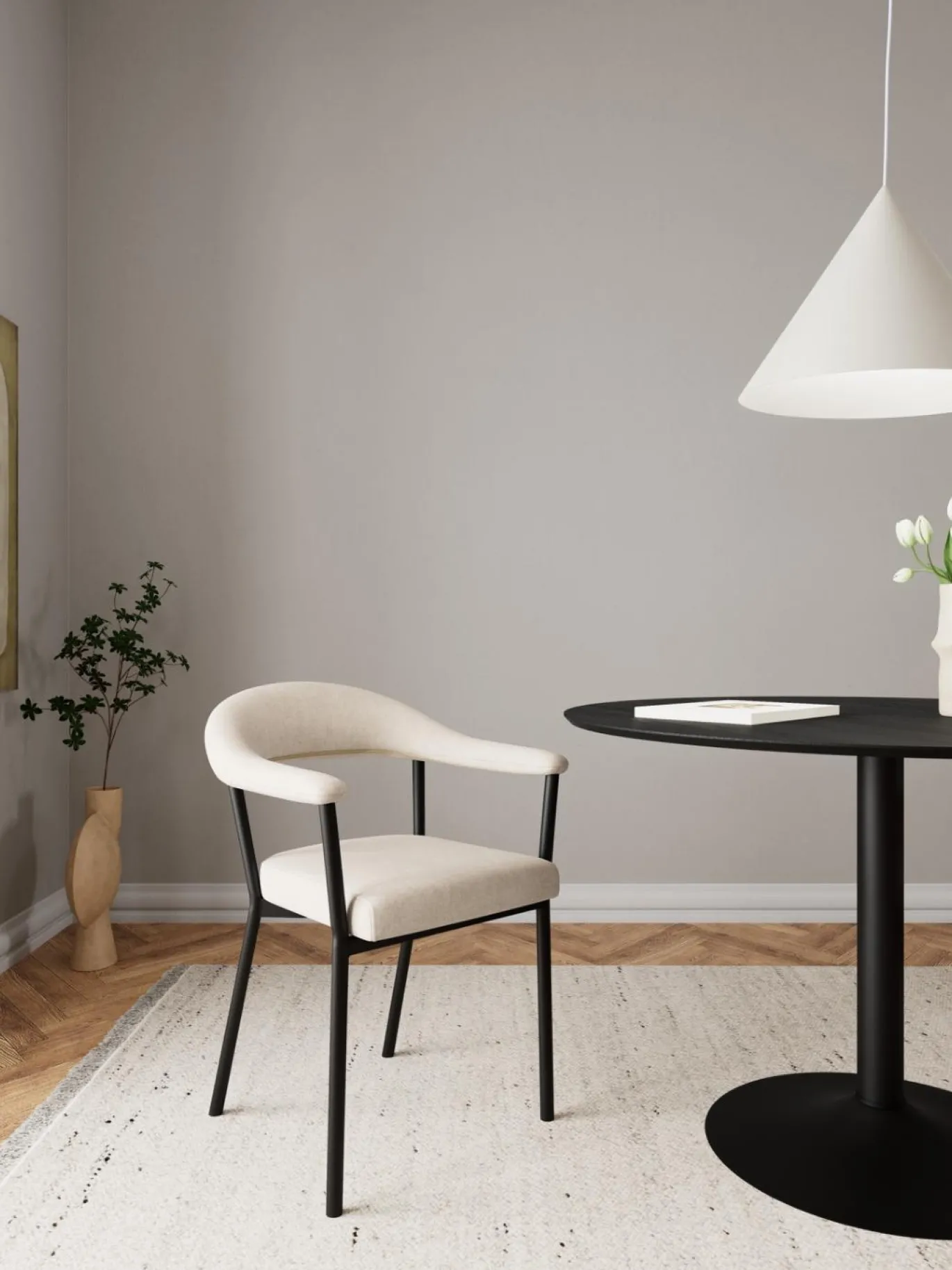 Eettafel Luno Keramiek Eiken Zwart Ø119cm - Giga Living