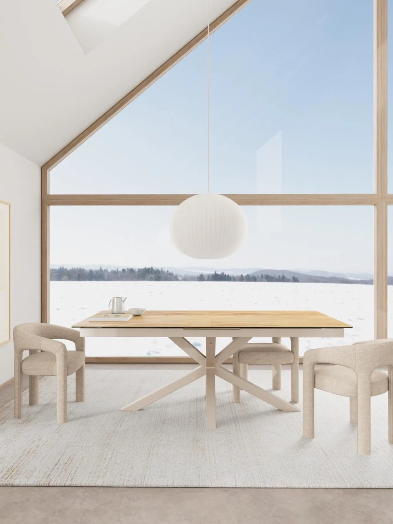 Eettafel Luno Keramiek Eiken Grijs 200-240cm - Giga Living