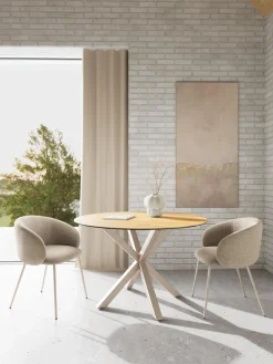 Eettafel Luno Keramiek Eiken Grijs Ø119cm - Giga Living