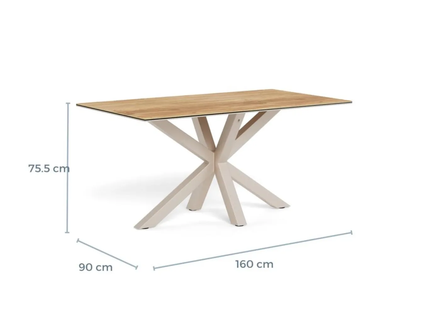 Eettafel Luno Keramiek Eiken Grijs 160cm - Giga Living