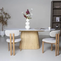 Eettafel Madia Naturel Marmer 200cm Ovaal - Giga Meubel