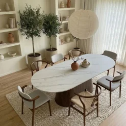 Eettafel Madia Walnoot Marmer 200cm Ovaal - Giga Meubel