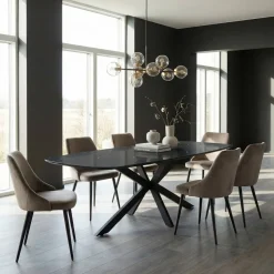 Eettafel Marco Deens Ovaal Marmerlook 220cm - Giga Meubel