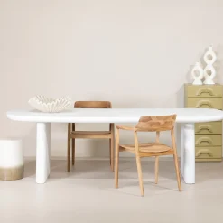 Eettafel Maya Deens Ovaal Wit 240cm - Giga Meubel