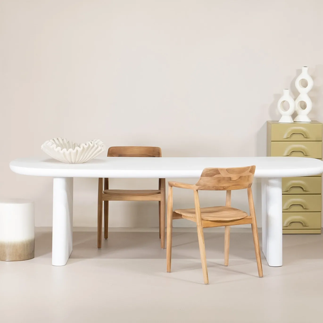 Eettafel Maya Deens Ovaal Wit 240cm - Giga Meubel